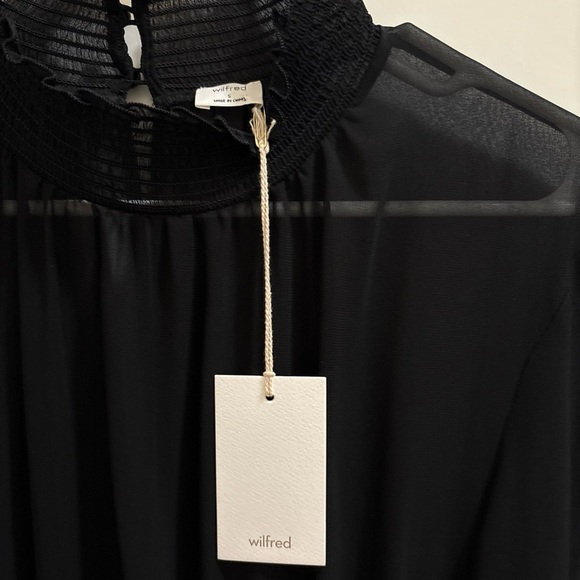 NWT Aritzia Wilfred Turner Sheer Chiffon Maxi Dress Bohemian Gothic Mock neck - Picture 3 of 6